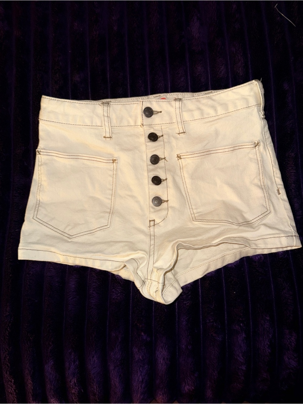 Free People We The Free Bridgette Denim Shorts Cream 29